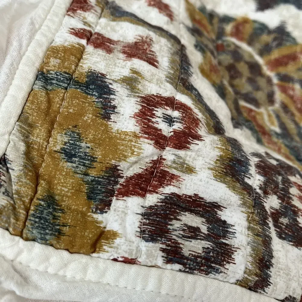 Threshold Standard Pillow Shams Set of 2 Cream Medallions Linen Flange